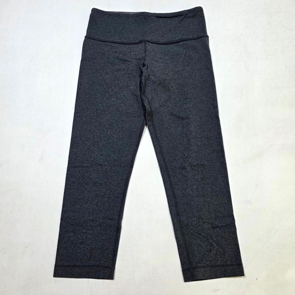 Lululemon Cropped Leggings Womens 4 Gray Heathered High Rise Yoga Pants 9079